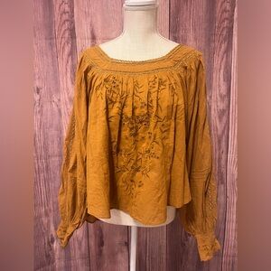 NWT Free People Embroidered Blouse Sz L